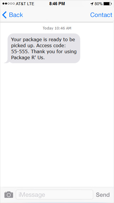 Status update about a package.